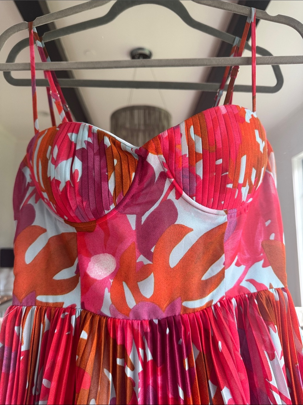 ❤️ M Petal and Pup Pleated Floral Maxi Dress in Pink Blue Orange Purple Red - Picture 2 of 6